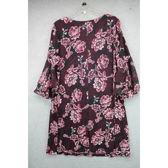 Sandra Darren Tiered Bell Sleeves Floral Dress-Size XL - Picture 6 of 8